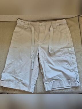 Gloria Vanderbilt Women's Long Cargo Drawstring Shorts - Light Cream